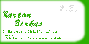 marton birkas business card